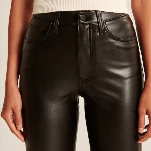 Abercrombie & Fitch The Ankle Straight Ultra High Rise Vegan Leather Pants - Picture 6 of 13